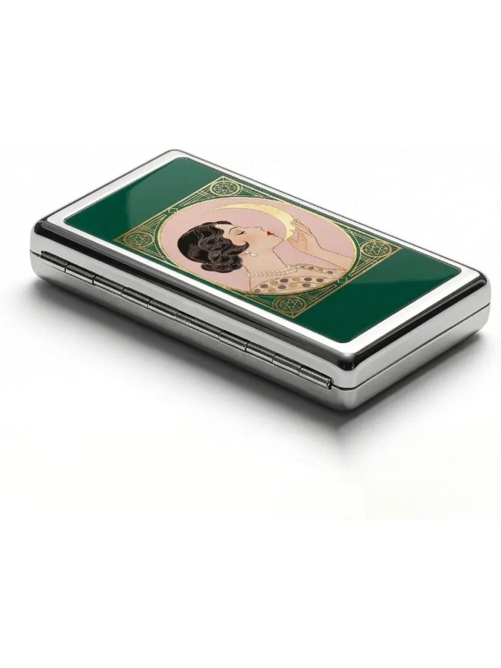 Vintage Art Deco Slim Metal Wallet - Versatile Card & Cash Case for Men & Women